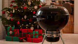 Weber chef's Christmas wish list: a Weber in front of a Christmas tree